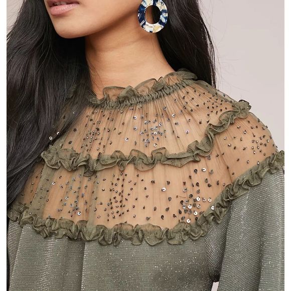 RARE Ranna Gill Anthropologie Bowen Ruffle Top NWT Medium - Picture 4 of 10